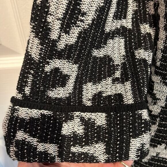 Olsen Europe Black White Patterned Cardigan Size M 10 - Picture 5 of 14